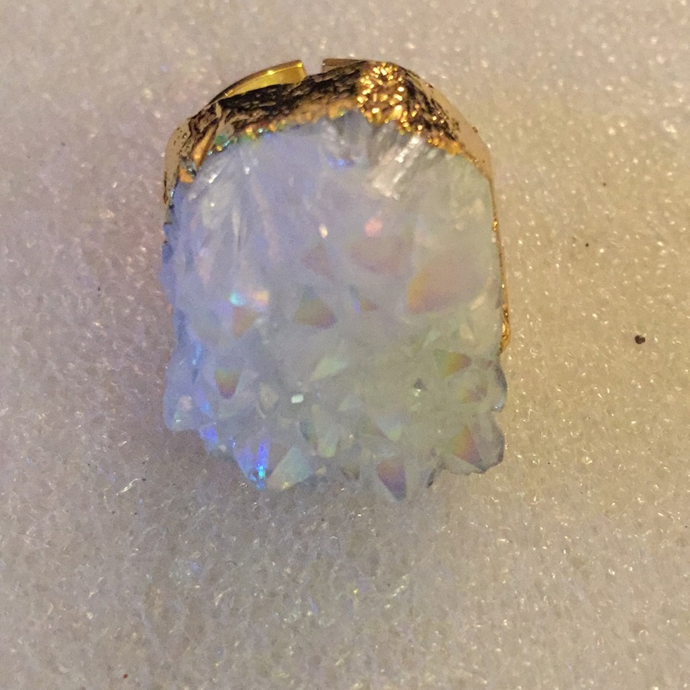 Angel cluster aura titanium AB point ring